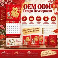 Calendrier mural lunaire chinois 2027 – Année du Chèvre – Nouvel An traditionnel – Personnalisation de marque – Cadeau en gros