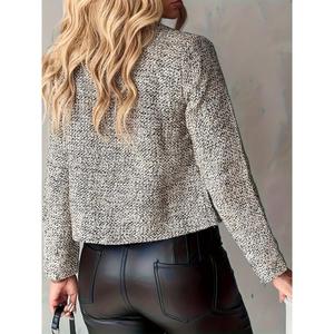 Giacca Corta in Tweed da Donna Elegante e Casual con Logo Personalizzato, Alta Qualità, Stile Streetwear, per Primavera e Autunno - Product Image 3