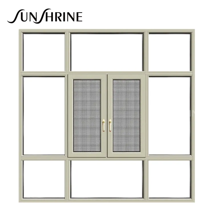 Ventana abatible de buena calidad de la serie 110 a la venta Diseño de ventanas de arco abatible de aluminio francés