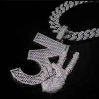 Offre Spéciale – Pendentif Numérique Hip Hop Personnalisé en Argent Sterling 925 et Moissanite VVS pour Hommes – Idéal Streetwear, Rap, Scène, Fête – Vente en Gros