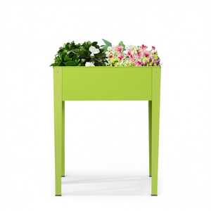 Jardinera Elevada para Exteriores de 24.5 x 12.5 Pulgadas, Maceta Metálica para Plantas, Flores y Frutas, Diseño Moderno Verde - Product Image 1