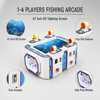 Machine de jeu de pêche pour 4 joueurs, machine d'arcade de pêche à monnayeur pour enfants avec système de récompense pour centre de jeux