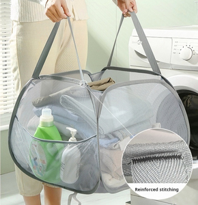 Cesto de lavandería de malla de apertura innovador Tamaño grande 90L con bolsillo lateral - Product Image 1