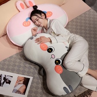 Bantal Sandaran Hewan Kartun Lucu, Bantal Kepala Tempat Tidur Kucing Besar Lembut, Bantal Penyangga Pinggang Berbulu untuk Dekorasi Sofa Rumah