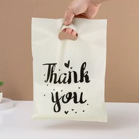 Sacs en plastique HDPE promotionnels pour le commerce de détail, avec poignée découpée, réutilisables, design « Merci » personnalisable, MOQ 100 pièces, pour les magasins