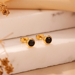 Fashion Women Accessories Jewelry 18k Gold Plated <b>Earrings</b> <b>Black</b> Zircon <b>Stud</b> <b>Earrings</b> - Product Image 4