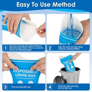 Sacchetti per Urina Usa e Getta da 900CC con Stampa Rotocalco, Confezione da 24/50, con Chiusura a Zip, Prodotti per la Casa, Campeggio, Viaggio, Toilette Portatile d'Emergenza - Product Image 5