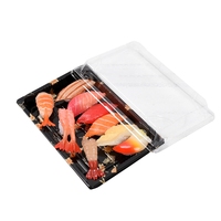 Boîte à sushi en plastique, conteneur alimentaire rond jetable en plastique, emballage alimentaire à emporter, boîte à sushi avec couvercle en PS