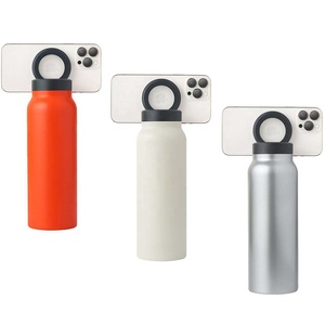 SilverJet 24 Oz Vacuum Insulated Water <b>Bottle</b> With Magnetic Phone Holder Lid For Travel Office Home Use - Product Image 1