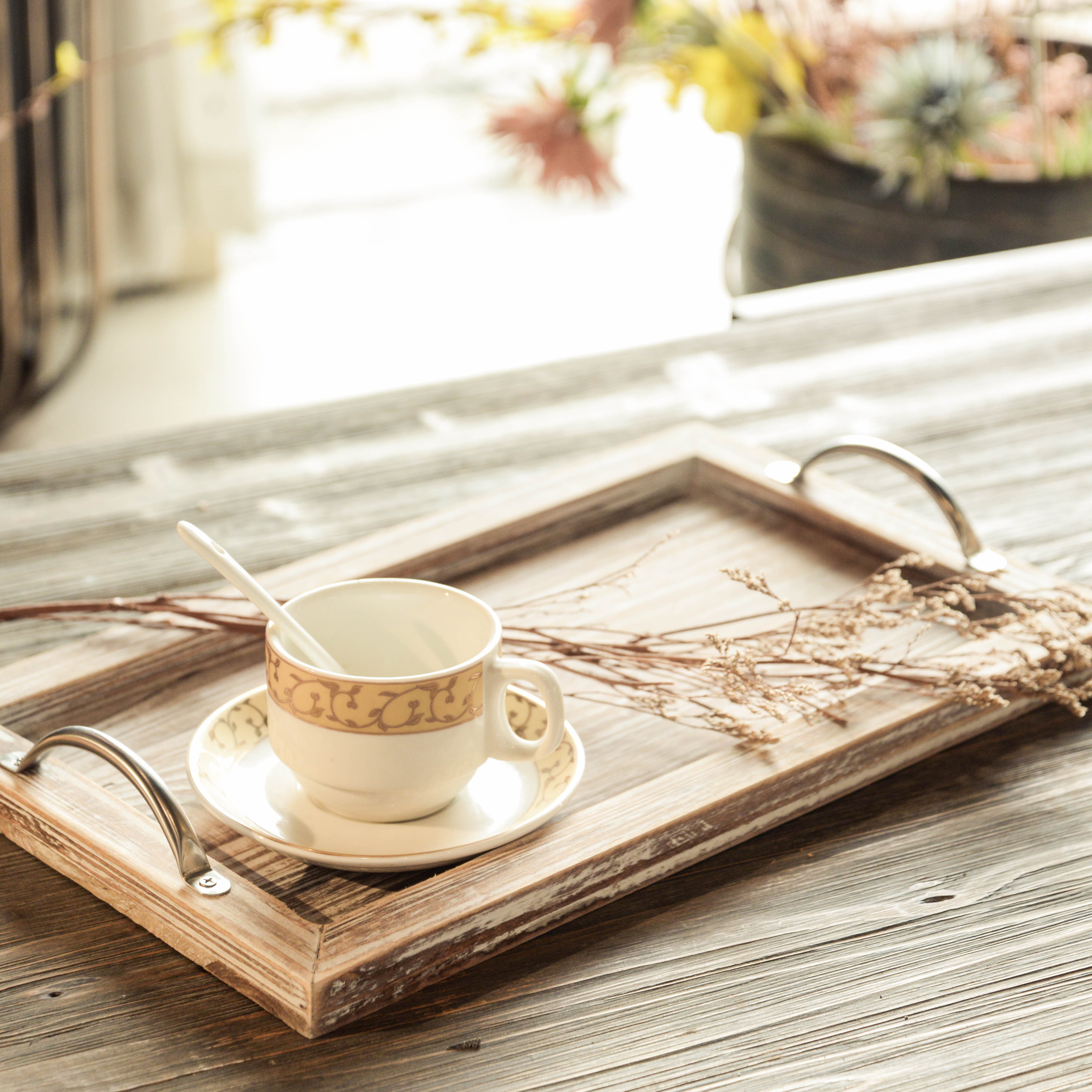 Быстрая доставка, дешевый потертый шикарный оттоманский деревянный поднос для чая