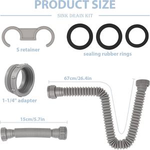 Vente directe usine – Kit de tuyau d'évacuation flexible pour évier de cuisine 1-1/2 po, extensible et anti-fuite - Product Image 2