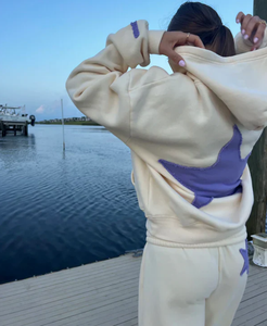 Ensemble de survêtement en molleton surdimensionné d'hiver avec logo personnalisé, pantalon de jogging à jambes larges et sweat-shirt, ensemble streetwear pour femmes - Product Image 2