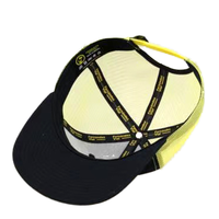 Fabricante al por mayor de alta calidad gorra de red deportiva estructurada negro amarillo malla camionetas sombreros de conductor con bordado personalizado