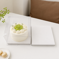 Boîte à gâteau transparente carrée de 8 pouces avec laminage mat, design minimaliste haut de gamme, écologique, couvercle en papier, prête à être expédiée