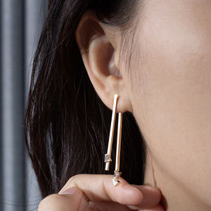 Pendientes de Diamantes de Oro Amarillo de 18K MSE-877 de Messi Jewelry para Mujer - Product Image 6