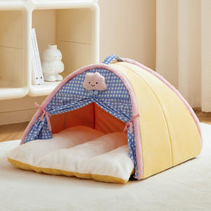 Cat Dog Nest quattro stagioni universale rimovibile in pile di corallo lavabile in cotone chiuso di sicurezza <span class=keywords><strong>Pet</strong></span> casa Semi-aperta Villa tenda - Product Image 6