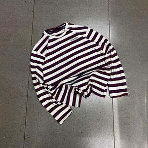 Custom <b>Men</b> Boxy Fit <b>Striped</b> Oversized Crewneck Long Sleeve <b>Shirts</b> High Quality 100% Cotton <b>Striped</b> Long Sleeve <b>T</b> <b>Shirts</b> <b>Men</b> - Product Image 2