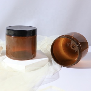 Custom Neck Size 89/400 Tea Color Jar 500ml PET Amber Plastic Jar For Cream