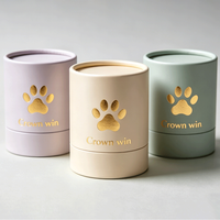 Urne funéraire cylindrique en carton rigide pour animaux de compagnie avec estampage à chaud personnalisé en or et couvercle sécurisé pour le stockage des cendres de chiens et de chats