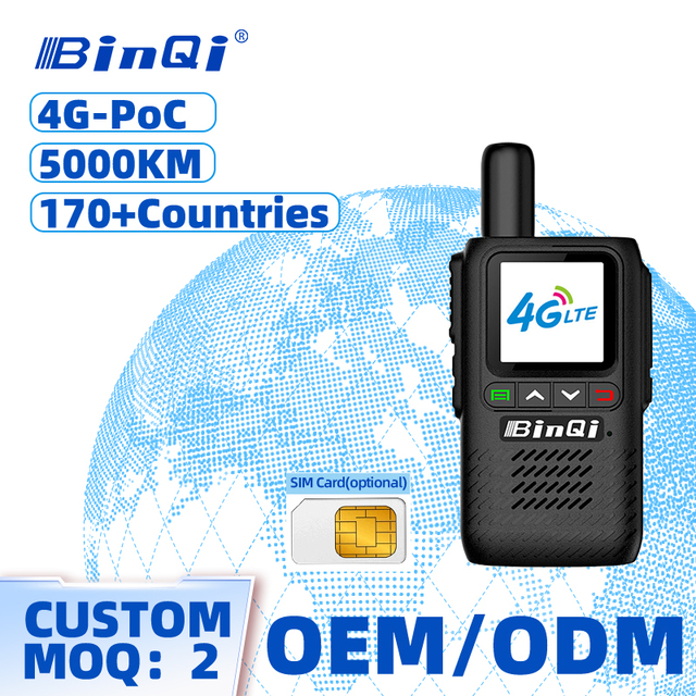 Binqi 4G POC Portable Handheld 5000KM Coverage No Distance Limit 4G Connectivity Intercom Walkie Talkie Two Way Radio