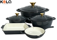 Ensemble d'ustensiles de cuisine à revêtement émaillé antiadhésif en fonte 8 casseroles et poêles avec couvercle poêle à frire casserole four hollandais sain