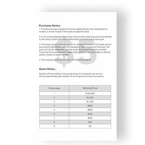 Números de Serie Personalizados para Lotería, Diseño Gratuito, Impresión Digital, Recubrimiento Complejo, Seguridad Multicapa - Product Image 6