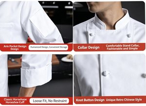 เสื้อเชฟแขนยาวผ้าฝ้ายคุณภาพสูงสำหรับพนักงานโรงแรม - Product Image 2
