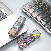 Organisateur de pilules portable en plastique PP pour sept jours, rappel de médicaments à emporter, sous-emballage, trois repas, semaine entière, pilulier rectangulaire