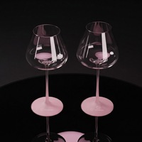 Verre à vin en cristal exclusif pour femmes, dégradé rose bordeaux, fond concave, grand modèle, vente en gros usine