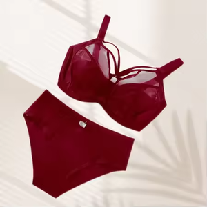 Taglie forti US34-42D E F G H I J scollo all'americana motivo floreale pieno di pizzo <span class=keywords><strong>reggiseno</strong></span> sottile E set brevi ferretto <span class=keywords><strong>2</strong></span> pezzi - Product Image 2