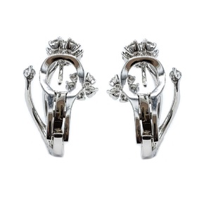Pendientes de Oro Blanco Sólido de 18K de la Mejor Calidad con Diamantes Naturales en Corte Circular, Aros Redondos, Regalo de Boda Vintage - Product Image 3