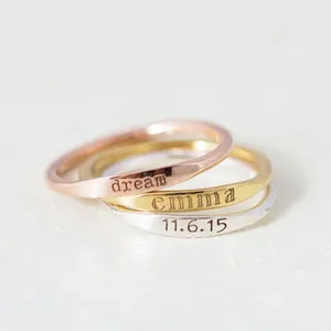 Discount dainty engraved name bless custom brass stainless steel sterling silver ring blanks