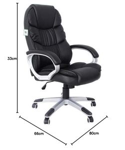 Chaise <span class=keywords><strong>de</strong></span> <span class=keywords><strong>bureau</strong></span> à roulettes avec dossier haut, chaise <span class=keywords><strong>de</strong></span> <span class=keywords><strong>bureau</strong></span> pivotante pour direction, chaise d'ordinateur à grande hauteur réglable et inclinable, noire - Product Image 3