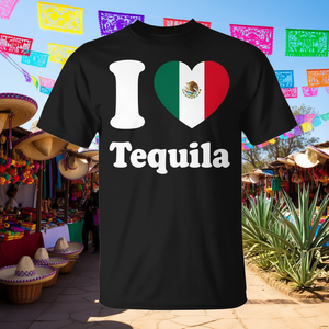 T-shirt promotionnel I LoveHeart Tequila avec drapeau mexicain, provenant du Mexique - Product Image 3