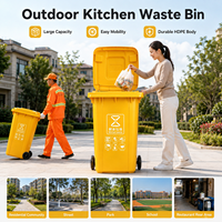 Poubelle à roulettes durable de 240 L, bac à déchets en plastique pour travaux d'assainissement, nettoyage des rues, utilisation en extérieur