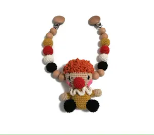 婴儿Amigurumi小丑奶嘴夹钩针小丑出牙钩针毛绒动物婴儿玩具