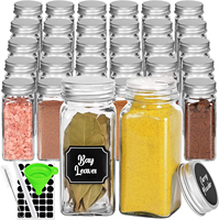 Bocaux à épices carrés en verre vides de 4 oz avec couvercles doseurs, étiquettes personnalisées pour épices et marqueur craie assorti pour le rangement des assaisonnements dans la cuisine et le garde-manger