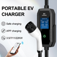 Pengisi Daya EVSE Portabel AC 3.5KW 7KW 11KW 22KW Pengisi Daya Mobil Listrik Tipe 2 Tipe 1 GBT Aplikasi Tuya Pengisi Daya Mobil EV Portabel