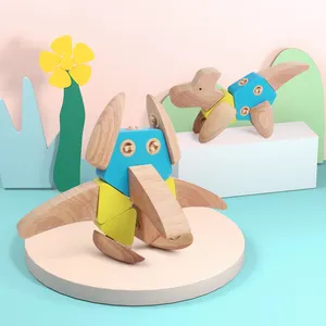ブナ材DIY教育玩具興味深いデザイン動物シリーズシミュレーションスマート木製認知恐竜玩具