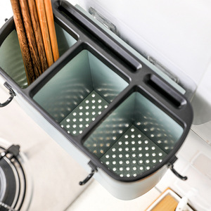 Wall Mounted Kitchen Organizer Plastic Utensil Holder Multi Function Storage Rack For Kitchen Minimalist Design - Product Image 4