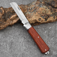 Couteau de greffage de jardin de poche d'extérieur avec lame en acier inoxydable de haute qualité et manche en bois
