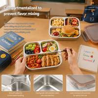 Aohea Maßgefertigte 304 Edelstahl 4-Fach Bento-Box BPA-frei Langlebige Leichte Lunchbox mit Deckel