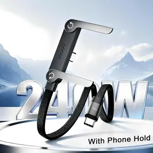 Câble de données pliable 240W à charge rapide avec support de téléphone portable, réglage multi-angles, charge non-stop, câble PD Type-C avec gaine tressée - Product Image 2