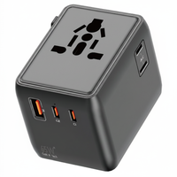 Adaptateur de voyage universel 65W pour iPhone MacBook, usage industriel et de voyage, avec fonction PD, ports DC et AC, EU/UK/AU/US