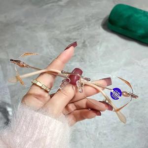 Lunettes de lecture flexibles <span class=keywords><strong>pour</strong></span> femmes, monture carrée en métal, <span class=keywords><strong>presbytie</strong></span>, -250, fournisseur en gros, lunettes correctrices - Product Image 2