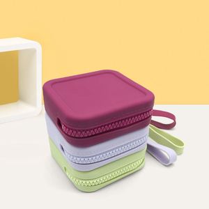 Fashionable <b>Mini</b> Portable Cosmetic Bags Candy Patterned Waterproof Silicone Storage <b>Pouch</b> Zipper Closure Coin Purse - Product Image 5
