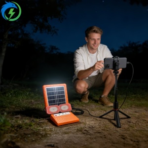 Sistema di Illuminazione <span class=keywords><strong>Solare</strong></span> 5V 4W in Silicio Monocristallino, <span class=keywords><strong>Fari</strong></span> LED Doppi, Impermeabile IP65, <span class=keywords><strong>Luce</strong></span> Bianca Neutra 4100K - Product Image 4