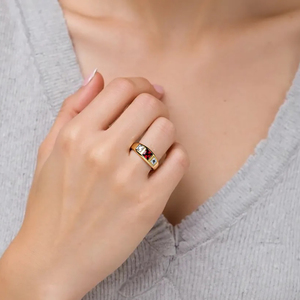 Anello da Donna Zhongzhe Red Diamond in Acciaio Inossidabile 316L, Anelli Chevalier per Donna, Gioielli per Feste e Fidanzamenti, Anello Femminile all'Ingrosso - Product Image 2