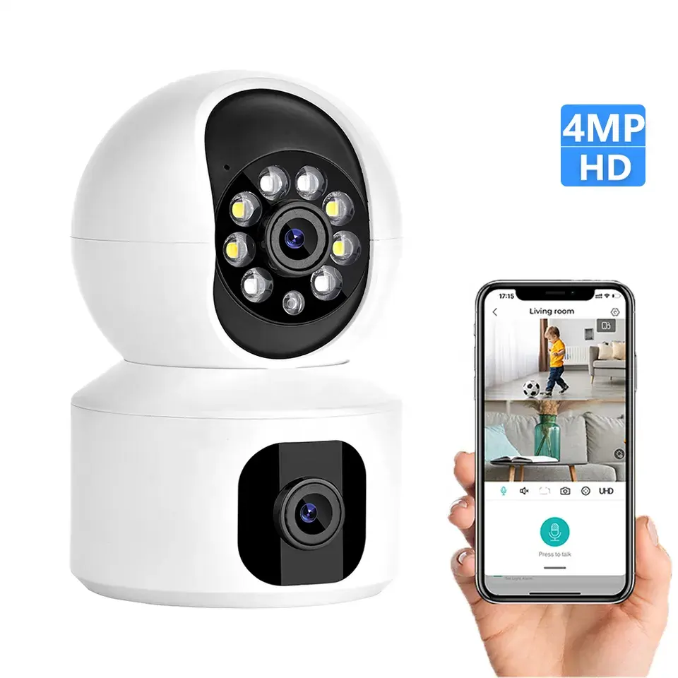2023 newest Colorful Wifi Cctv Robot 4MP Full Color Night Vision Indoor Wireless Security Icsee Dual Screen CCTV Camera