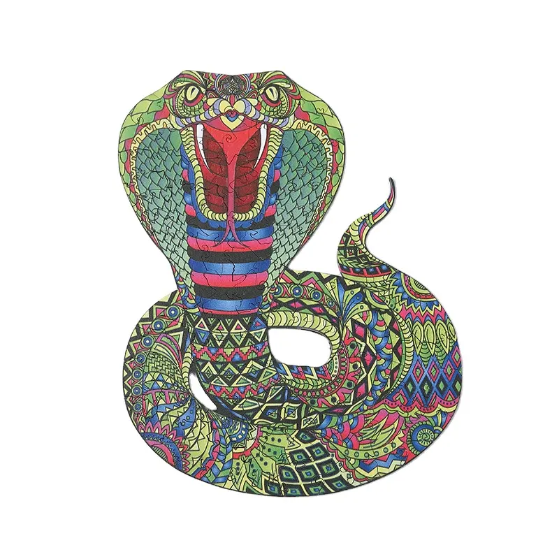 High Quality Exquisite Animal 2D Children's Puzzle Snake Pattern Artisanal Wooden Jigsaw Puzzles